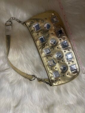 Source Unknown Gold Jeweled Wristlet Shoulder Bag